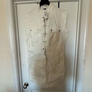 Sleeveless White Utility Dress